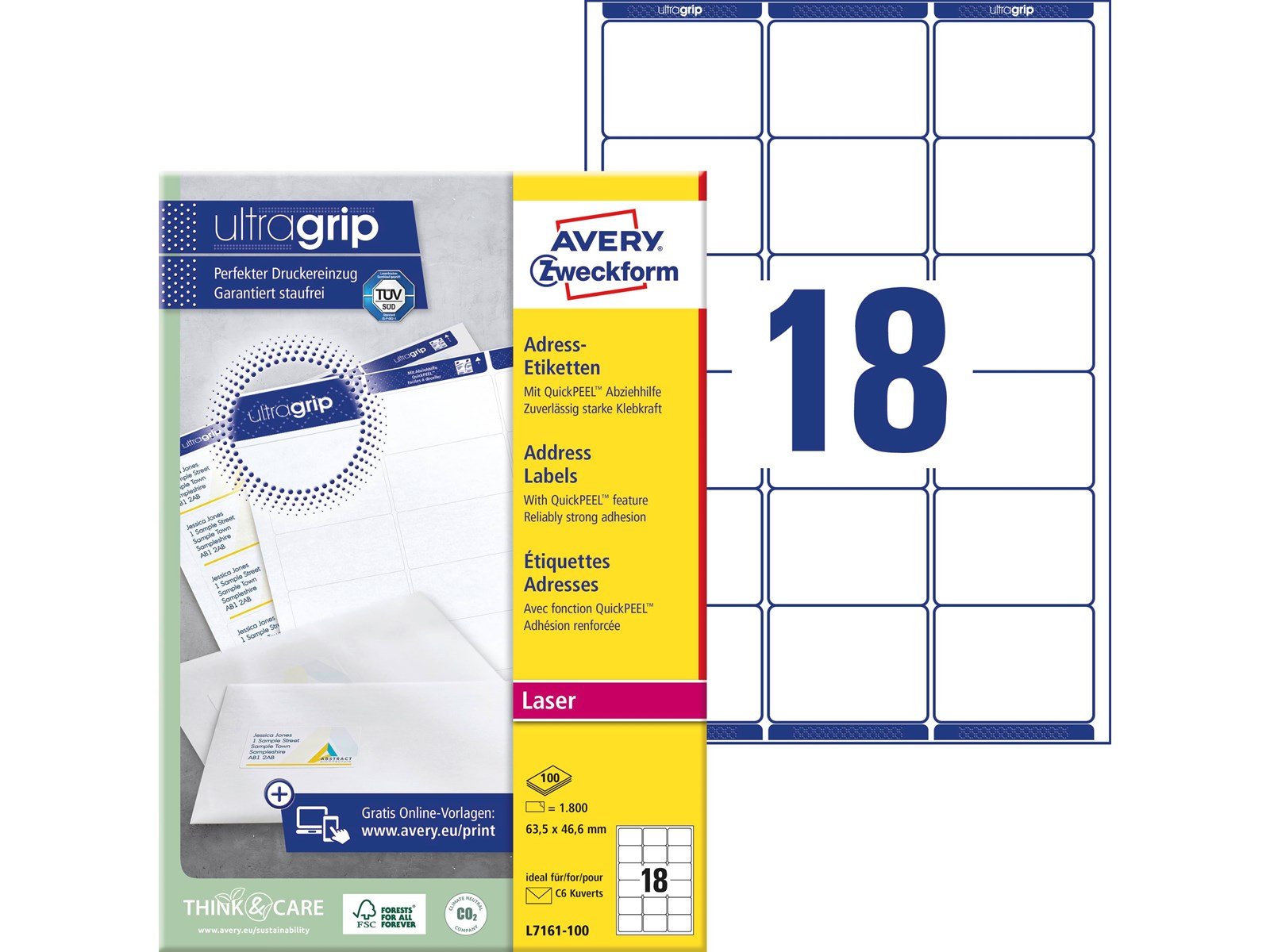 Avery Addressing labels small envelopes (UltraGrip)