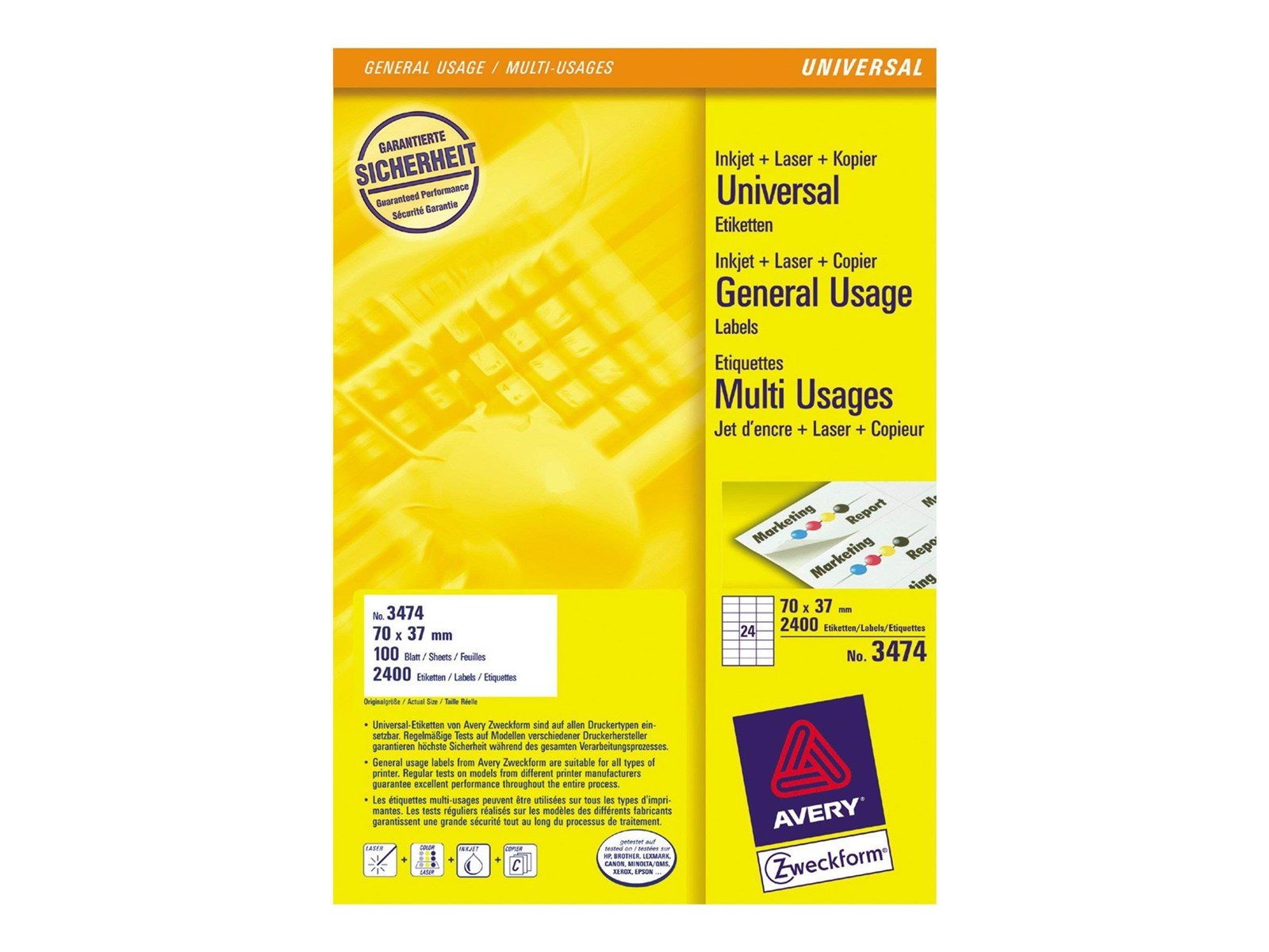 Avery ILC universal etiket 70x37mm (2400)