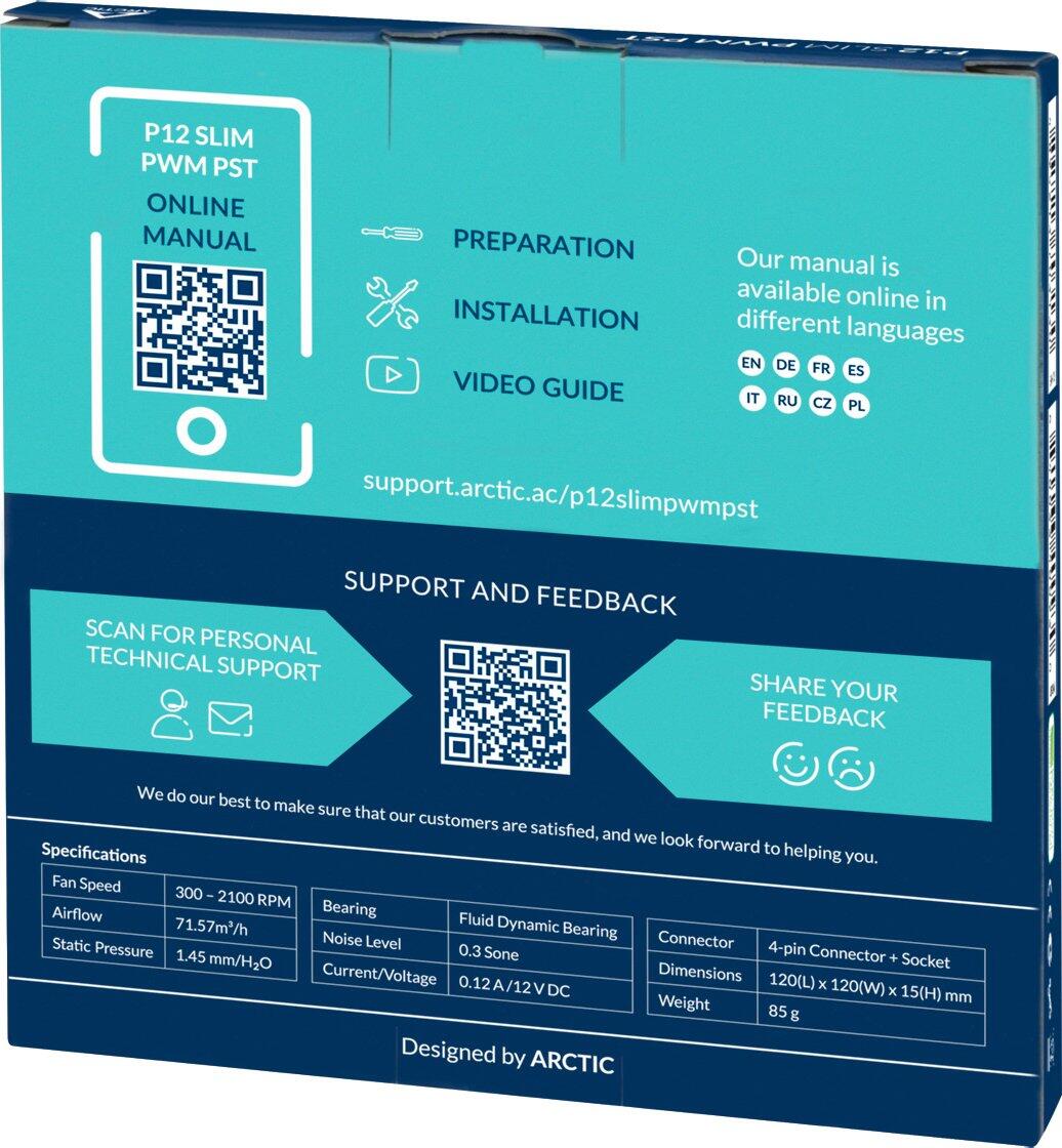 Arctic P12 Slim PWM PST Schwarz - 120 mm