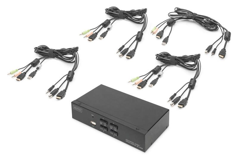 DIGITUS DS-12880 - KVM-/Audio-/USB-Switch - 4 x KVM port(s)