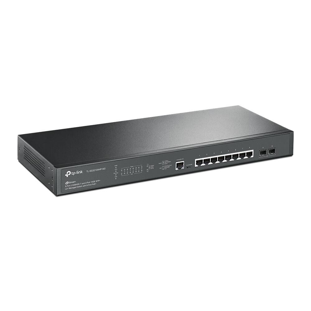 TP-Link JetStream TL-SG3210XHP-M2 V1 8-Port 2.5GBASE-T L2+ Managed PoE+ Switch mit 2 10G-SFP+-Slots