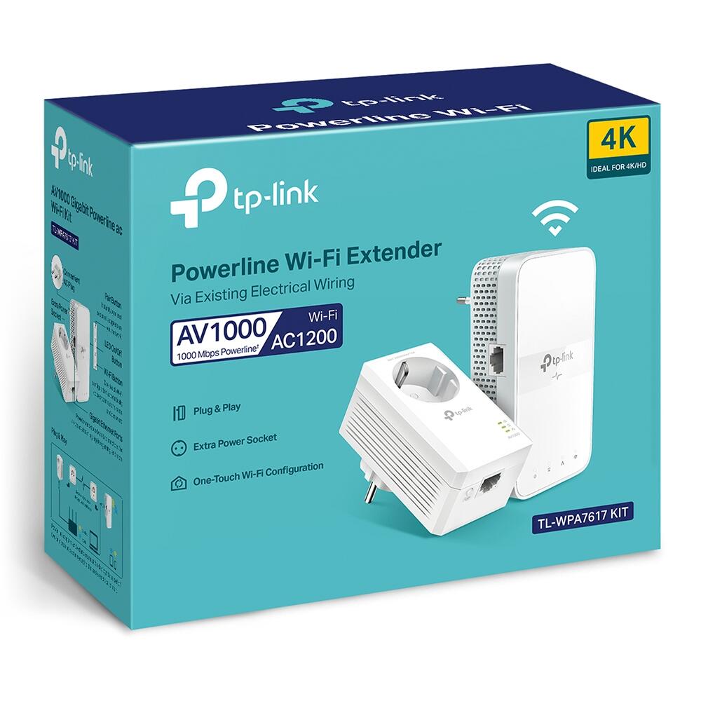 TP-Link TL-WPA7617 KIT AC1200 AV1000 Gigabit WLAN Powerline Adapter Kit mit Steckdose