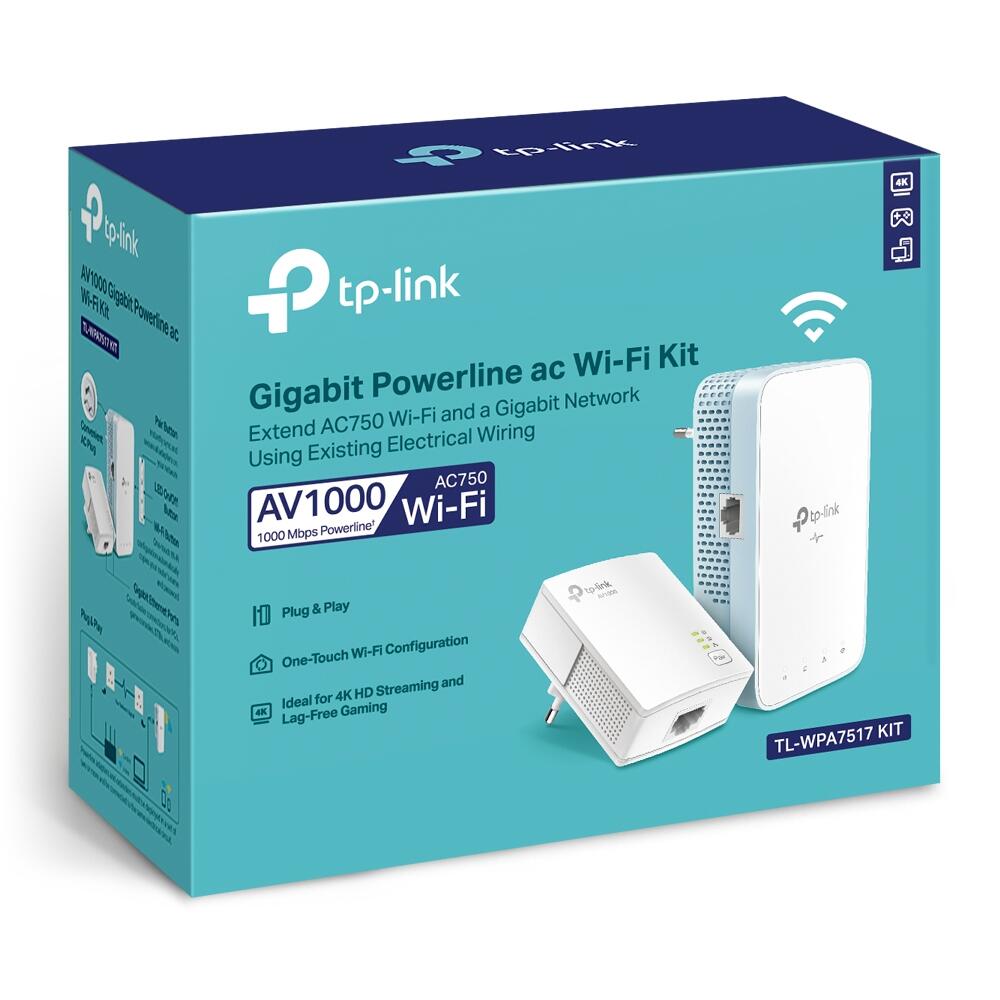 TP-Link TL-WPA7517 KIT AV1000-Gigabit-Powerline-Adapter KIT mit Steckdose