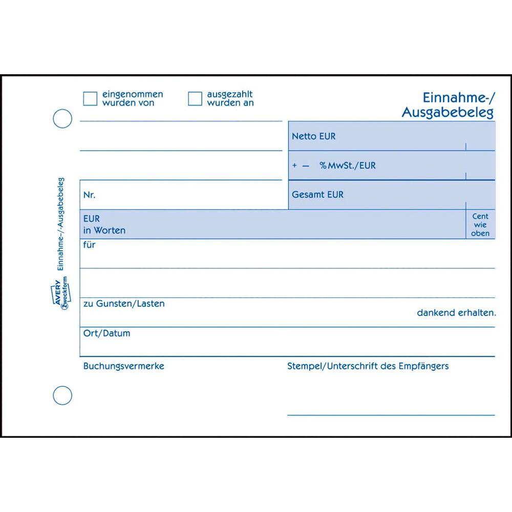 AVERY Zweckform Einnahme-/Ausgabebeleg Formularbuch 1205 - 1 x 50 Blatt