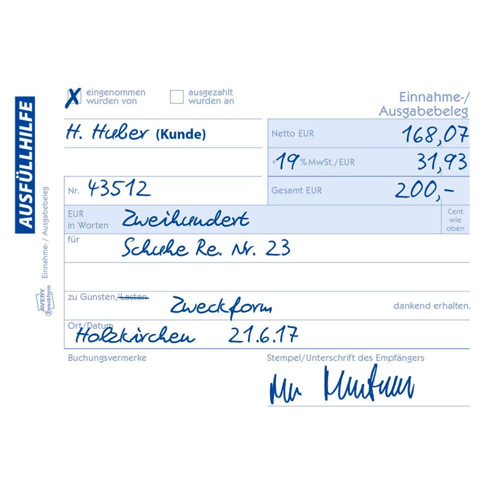 AVERY Zweckform Einnahme-/Ausgabebeleg Formularbuch 1205 - 1 x 50 Blatt