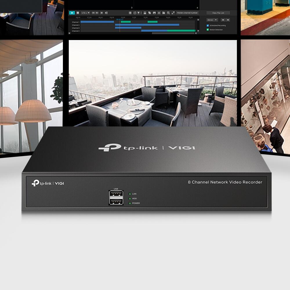 TP-Link VIGI NVR1008H 8 Kanal Netzwerk Video Recorder, 1x bis zu 10TB SATA HDD intern montierbar, Rack-fähig