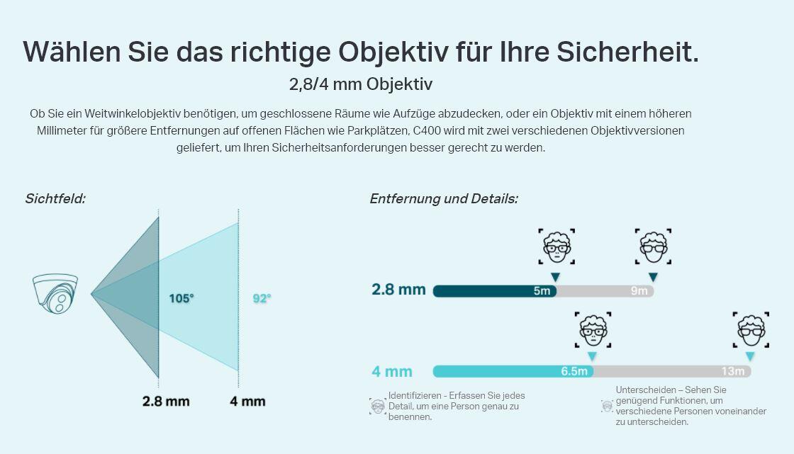 TP-Link VIGI C400HP-2.8 V1 3MP Netzwerk Kamera, schwenk-/neigbar mit 2,8 mm