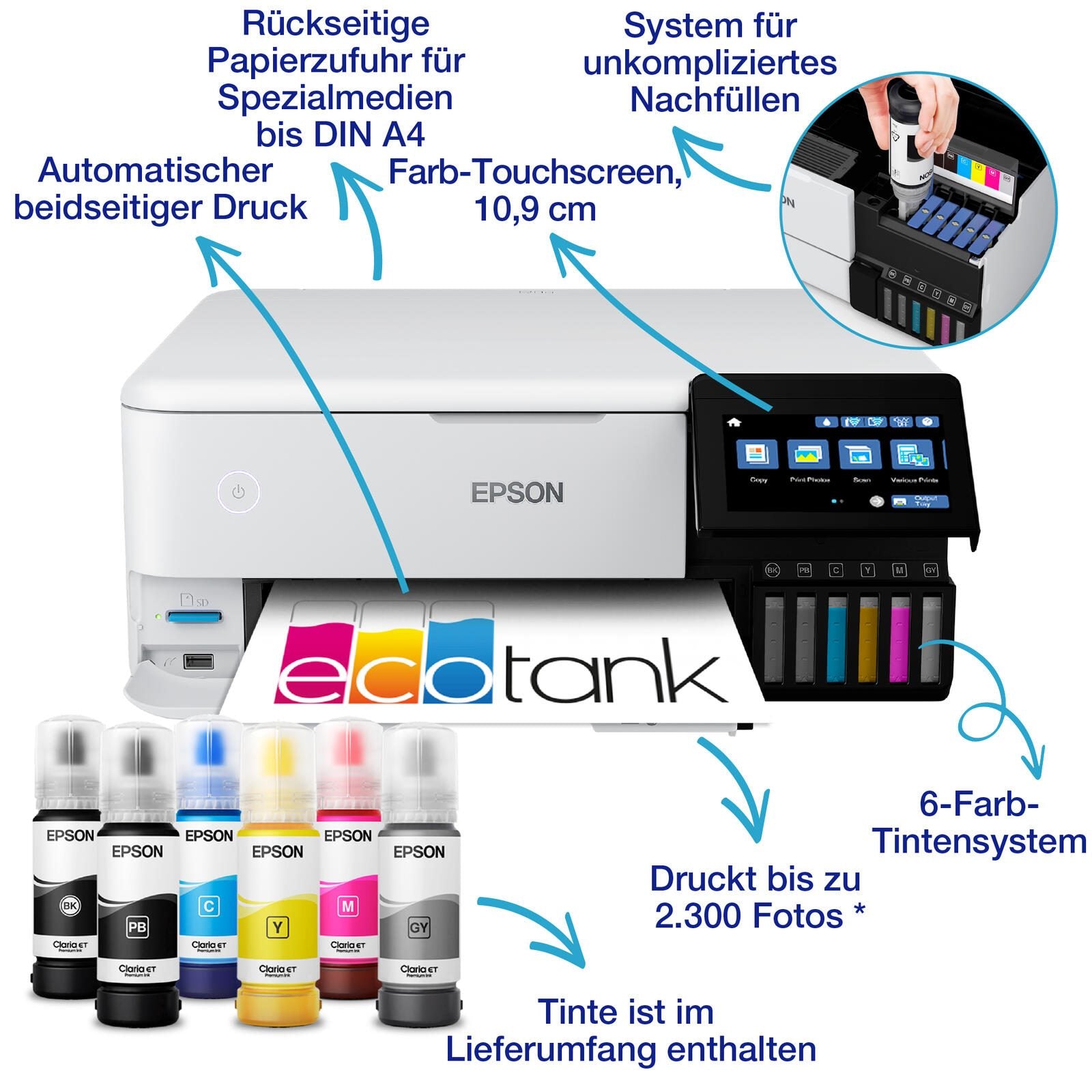 Epson EcoTank ET-8500 A4-Tintentank-Multifunktionsdrucker