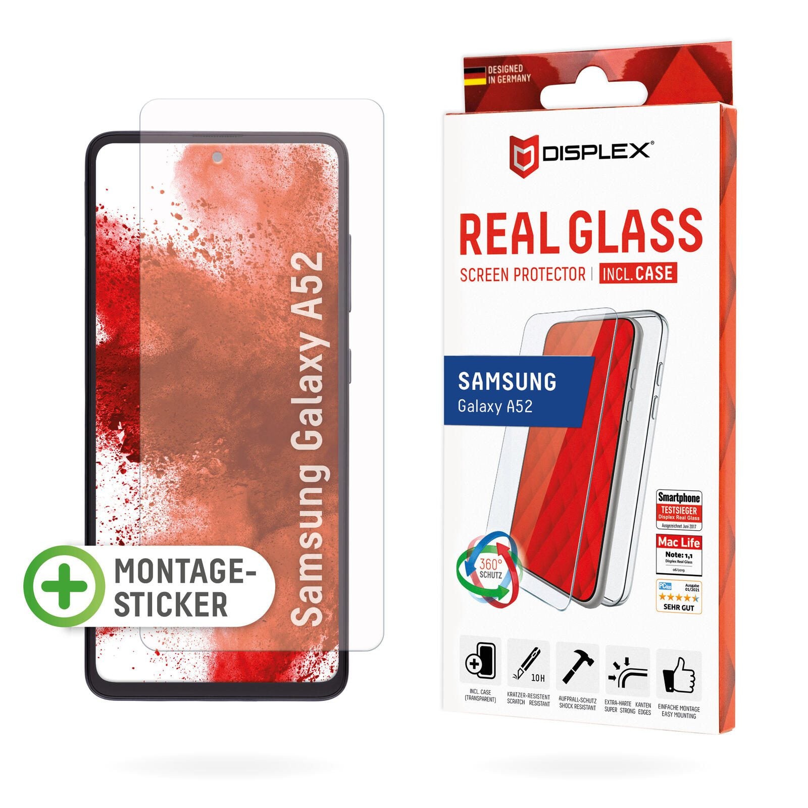 DISPLEX Real Glass + Case für Samsung Galaxy A52 / A52s 5G