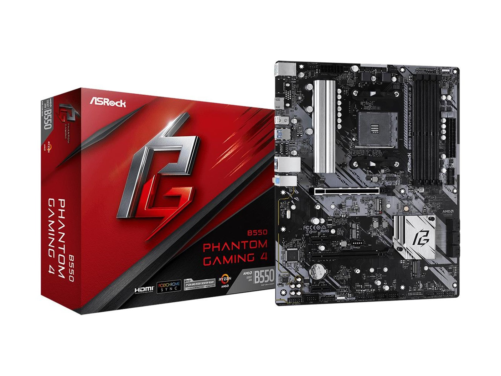 ASRock B550 PHANTOM GAMING 4 Mainboard - AMD B550 - AMD AM4 socket - DDR4 RAM - ATX