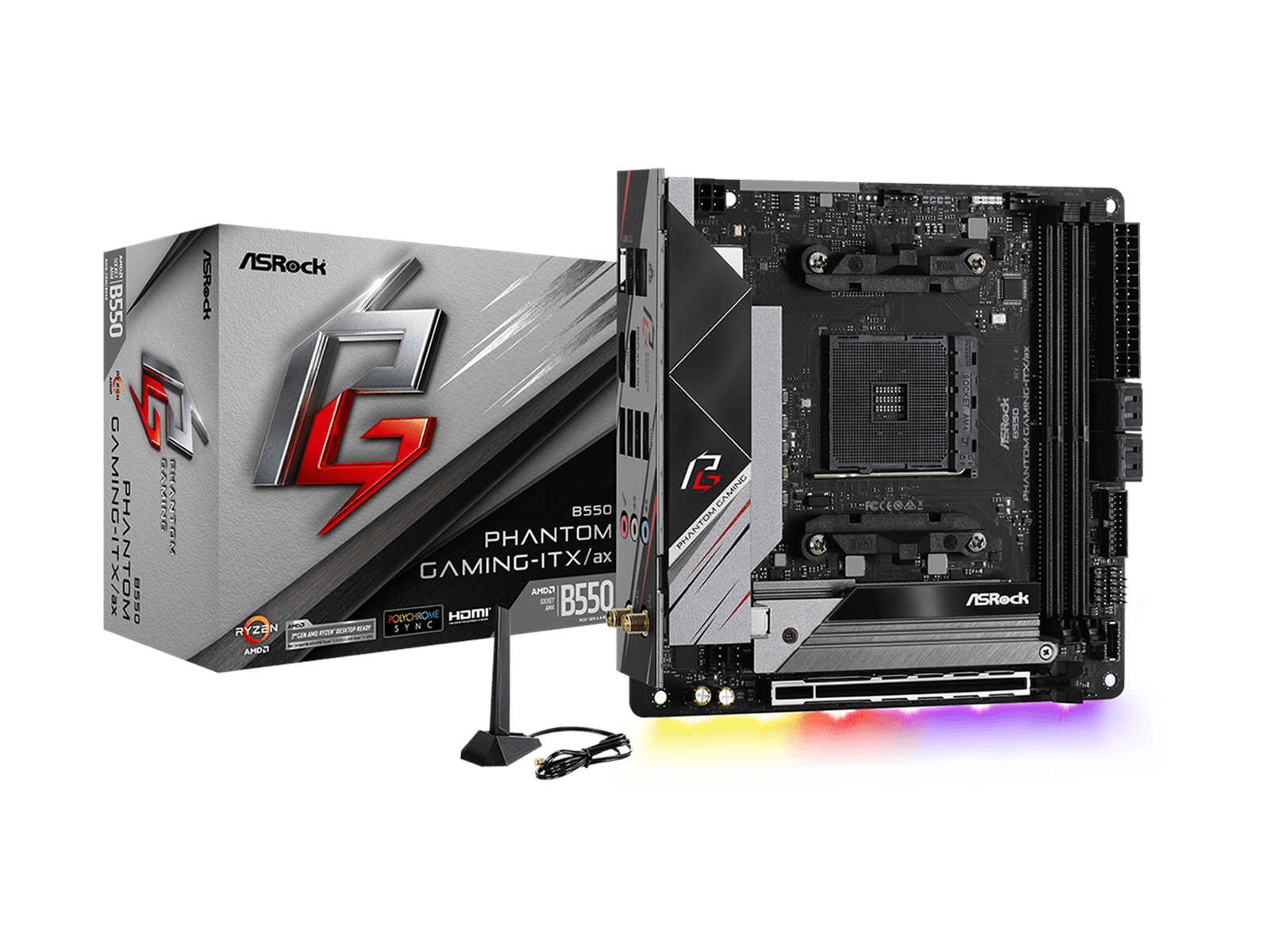 ASRock B550 Phantom Gaming-ITX/ax Mainboard - AMD B550 - AMD AM4 socket - DDR4 RAM - Mini-ITX