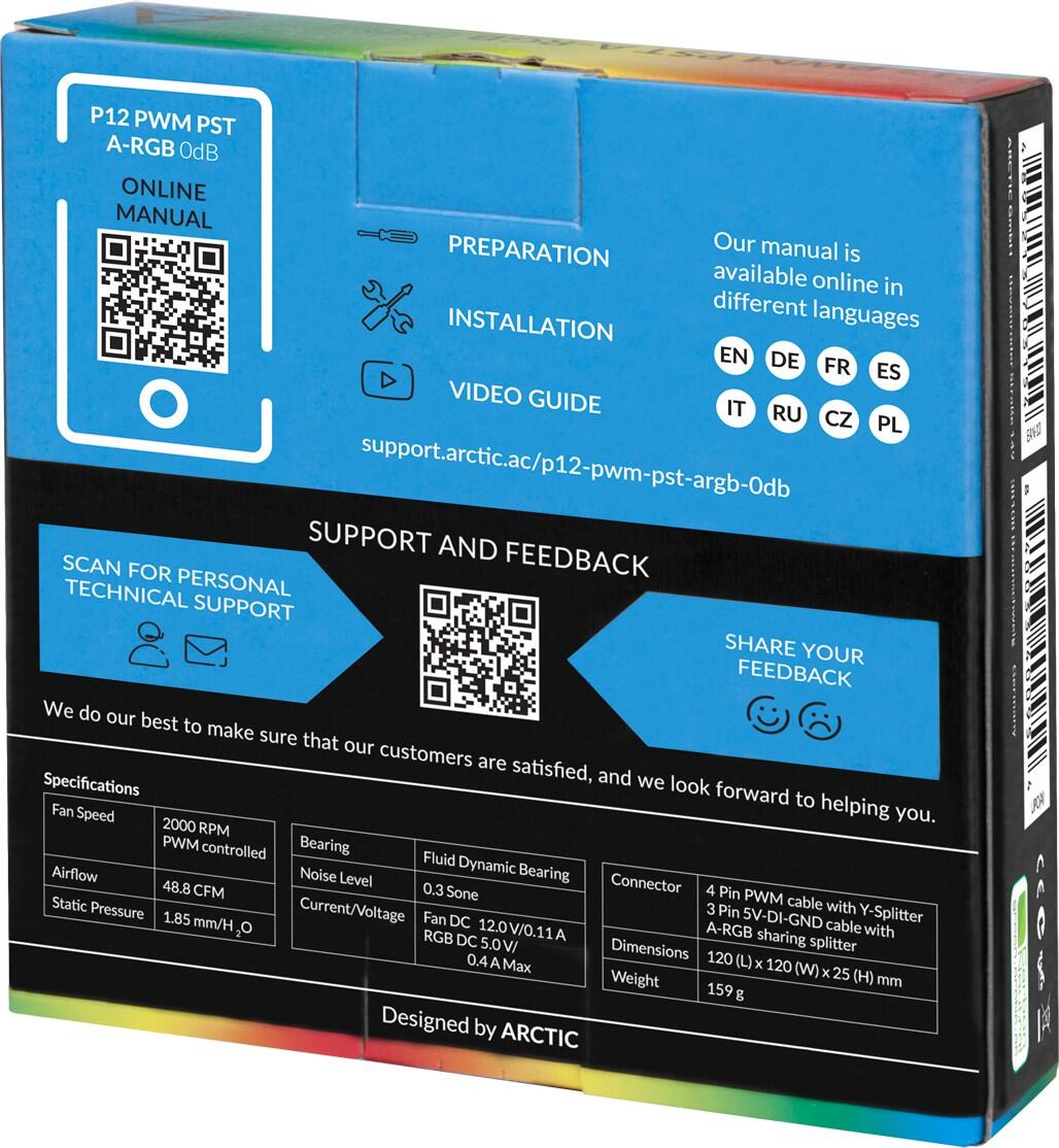 Arctic P12 PWM PST ARGB 0dB - 120 mm