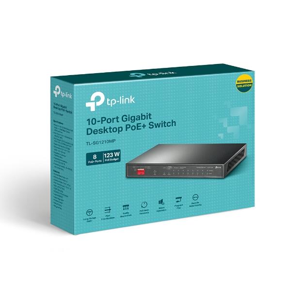 TP-Link TL-SG1210MP 10-Port Gigabit Desktop Switch mit 8-Po PoE+