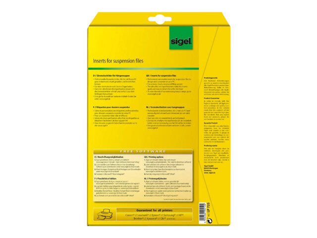 sigel Beschriftungsschilder für Hängeregister weiß - 180 Stück