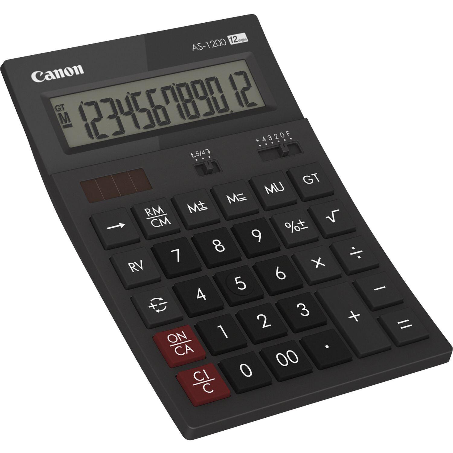 Canon AS-1200 Wirtschaftlicher Rechner 12 Stellen Solarpanel, LCD-Display