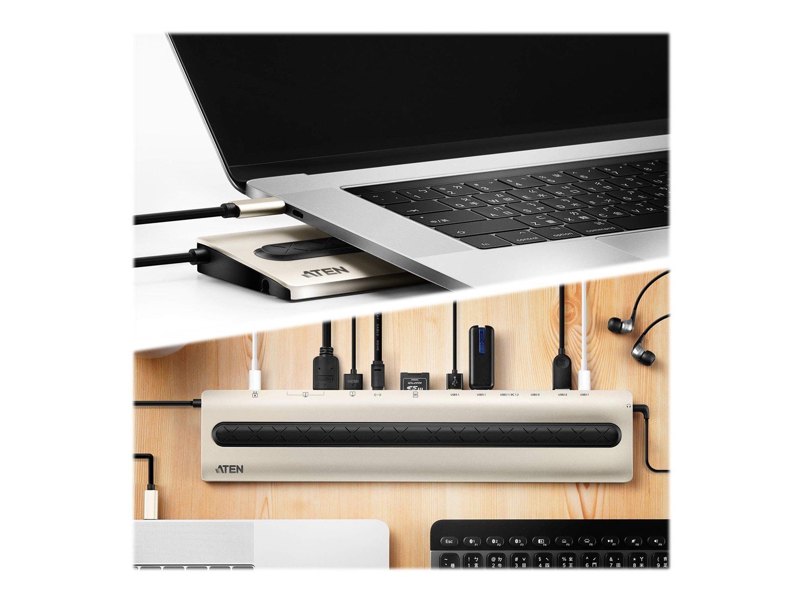 ATEN USB-C Multiport Dock with Power Pass-Through