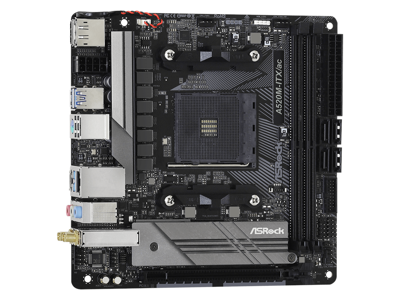 ASRock A520M-ITX/AC Mainboard - AMD A520 - AMD AM4 socket - DDR4 RAM - Mini-ITX