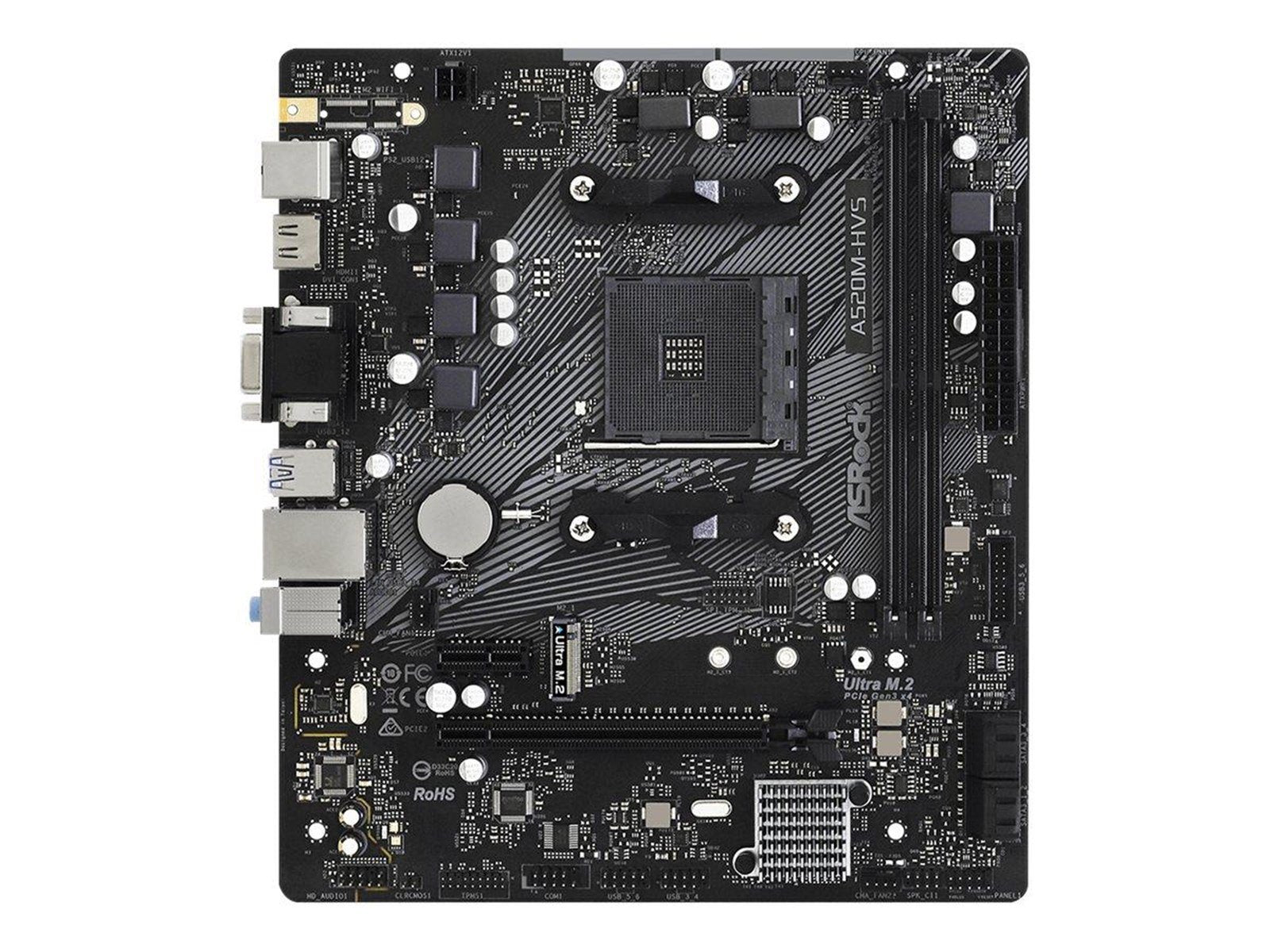 ASRock A520M-HVS Mainboard - AMD A520 - AMD AM4 socket - DDR4 RAM - Micro-ATX