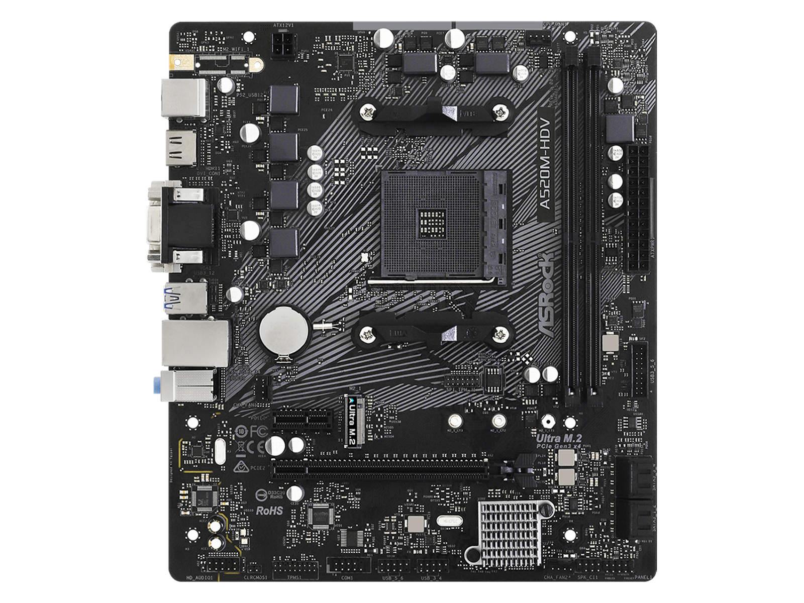 ASRock A520M-HDV Mainboard - AMD A520 - AMD AM4 socket - DDR4 RAM - Micro-ATX