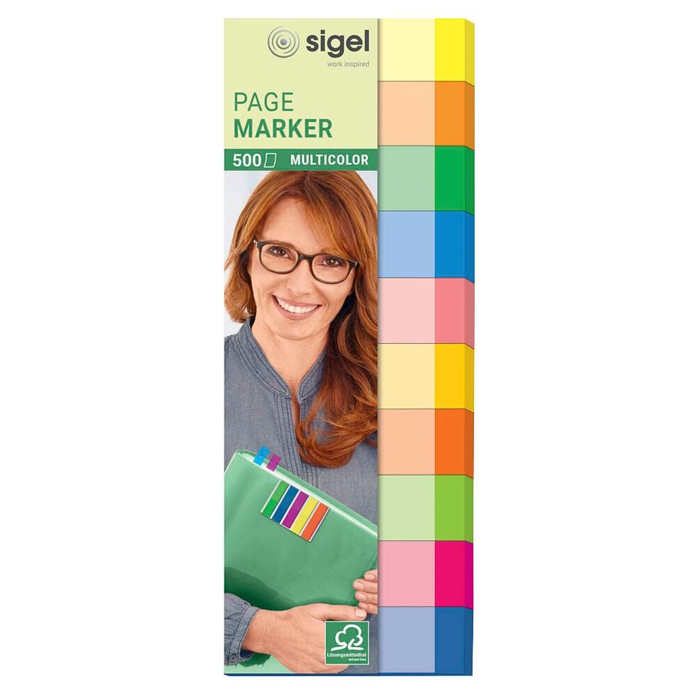 sigel MULTICOLOR Haftmarker farbsortiert - 10 x 50 Streifen