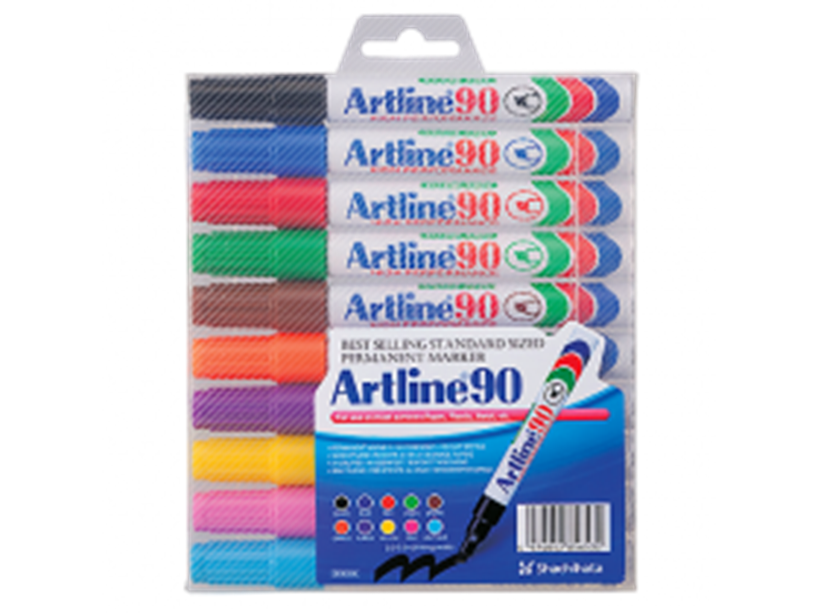 Artline EK90/10W Permanent ass farver - 10 pcs