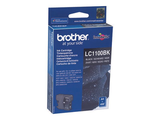 Brother Original LC-1100BK Druckerpatronen Doppelpack schwarz 2 x 450 Seiten (LC1100BKBP2DR)