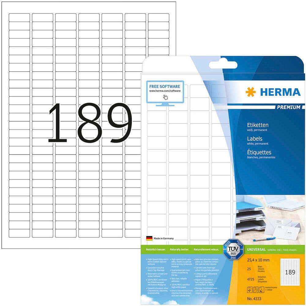 HERMA Etiketten 4333 weiß 25,4 x 10,0 mm - 4.725 Stück