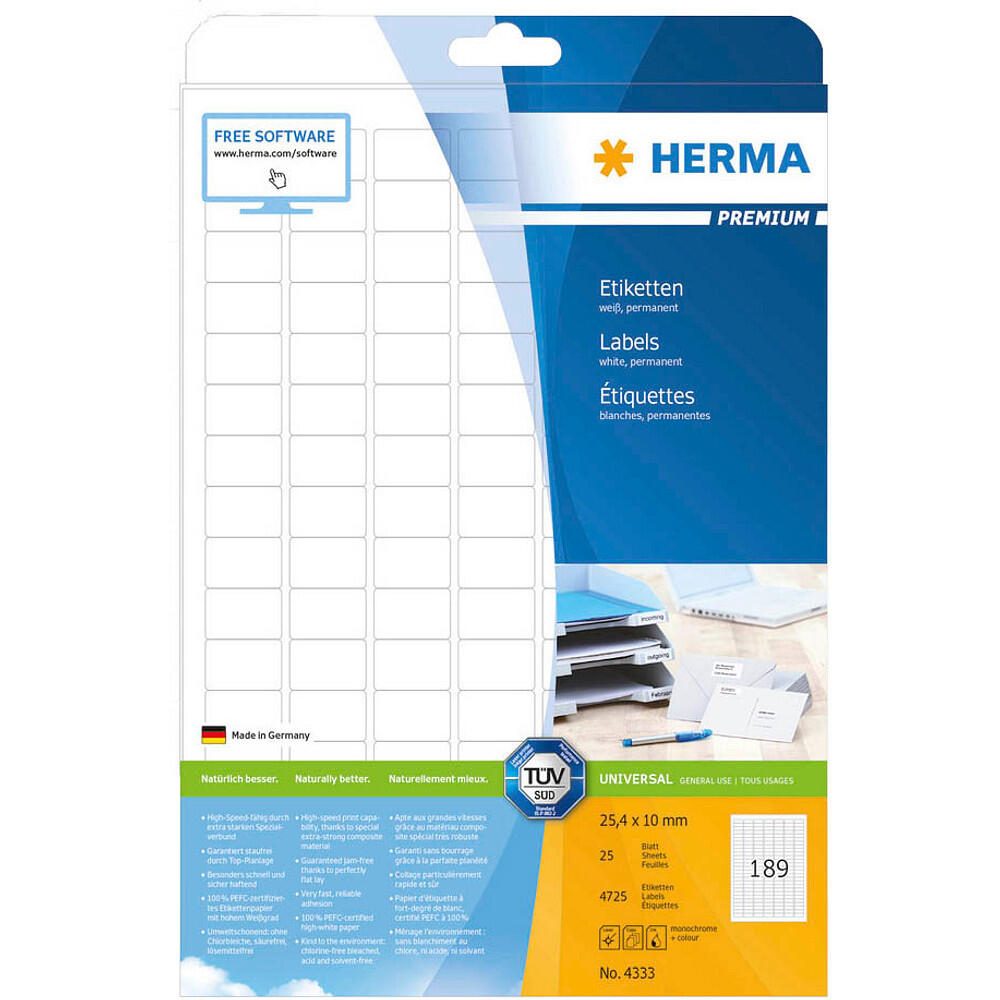 HERMA Etiketten 4333 weiß 25,4 x 10,0 mm - 4.725 Stück