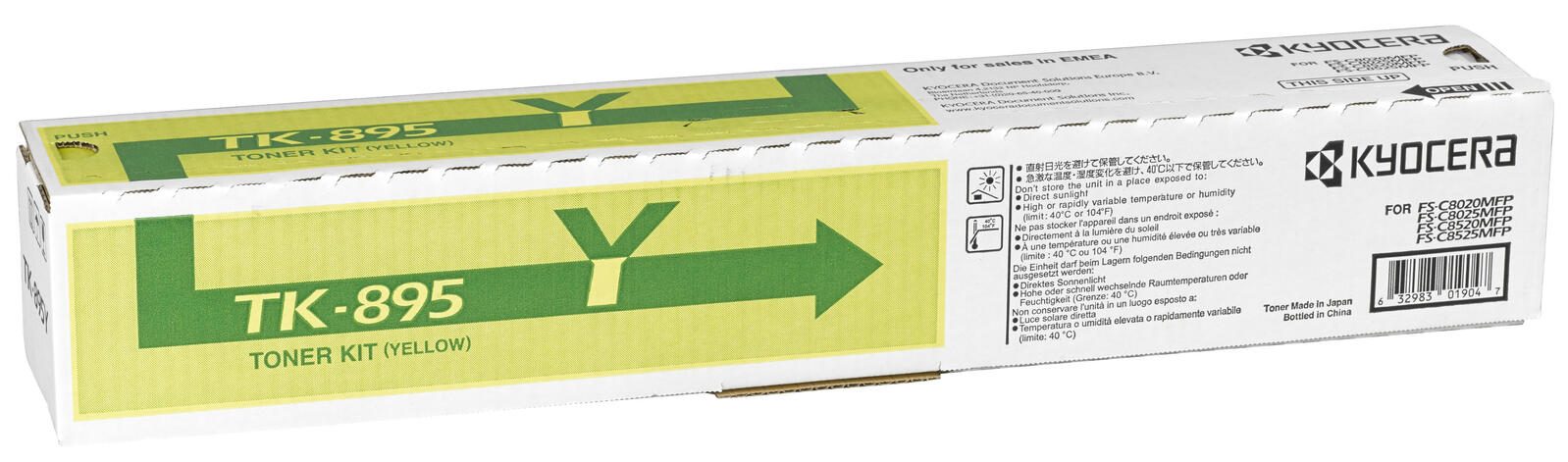 Kyocera Original TK-895Y Toner gelb 6.000 Seiten (1T02K0ANL0) für FS-C8020MFP, C8025MFP, C8520MFP, C8525MFP