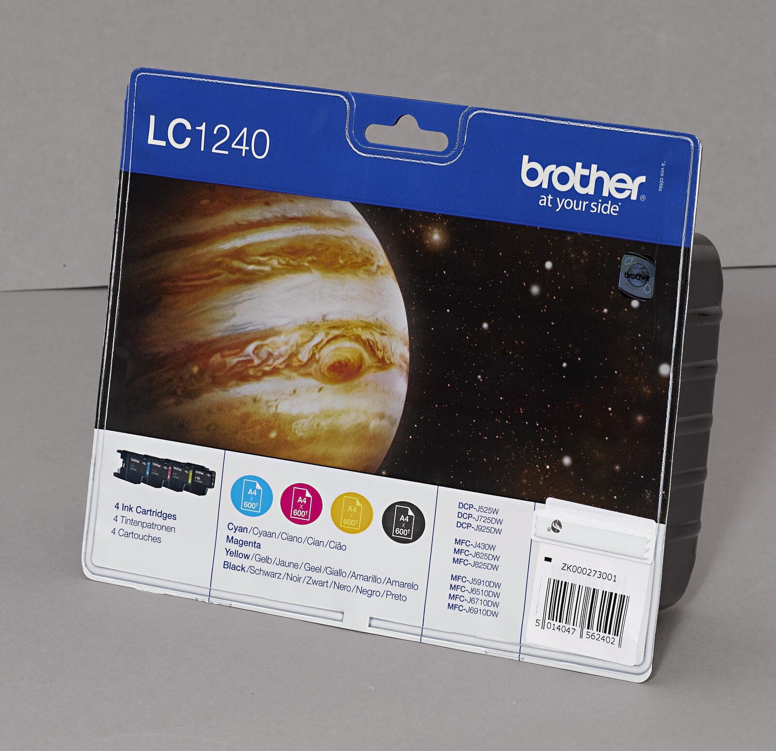 Brother Original LC-1240 Druckerpatronen 4er Multipack BK/C/M/Y 2.400 Seiten (LC1240VALBPDR)