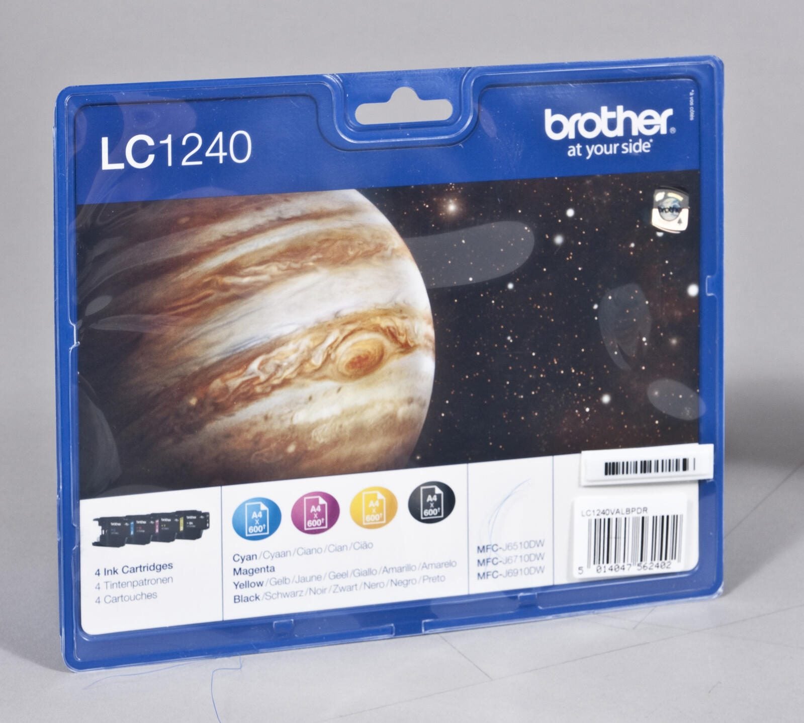 Brother Original LC-1240 Druckerpatronen 4er Multipack BK/C/M/Y 2.400 Seiten (LC1240VALBPDR)
