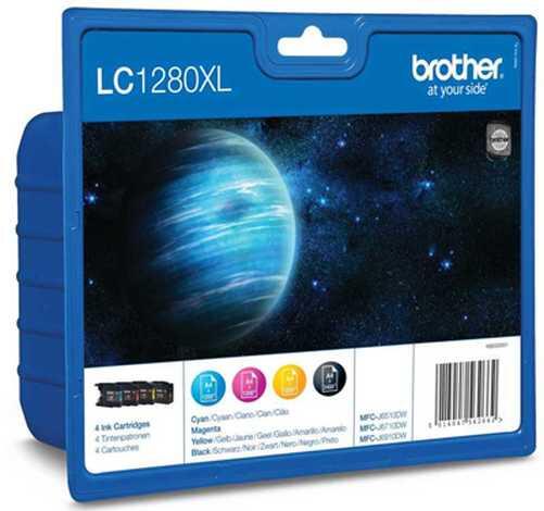 Brother Original LC-1280XL Druckerpatronen 4er Multipack BK/C/M/Y (LC1280XLVALBPDR)