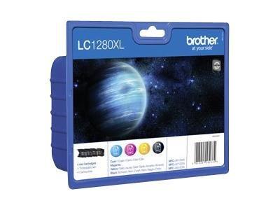Brother Original LC-1280XL Druckerpatronen 4er Multipack BK/C/M/Y (LC1280XLVALBPDR)