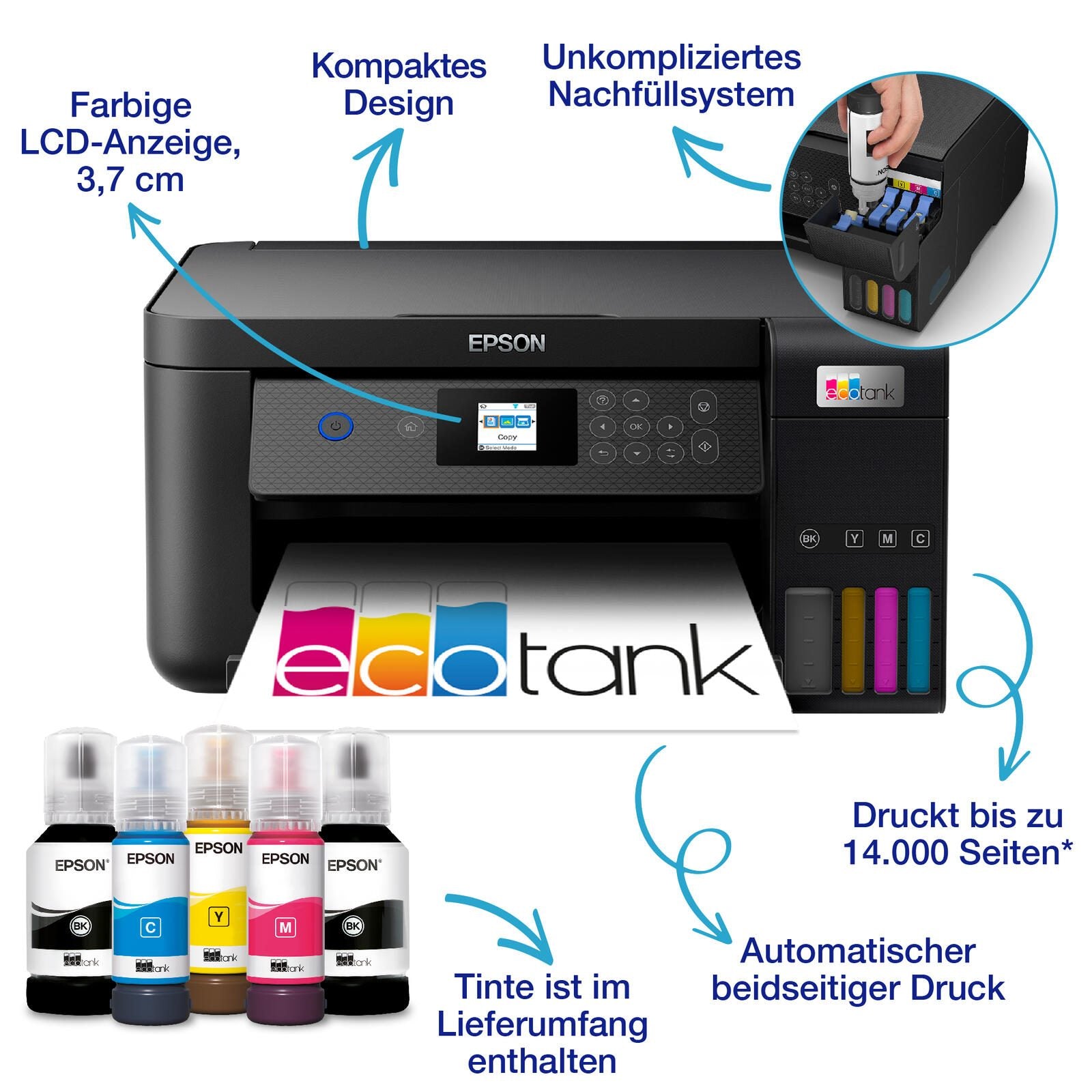 Epson EcoTank ET-2850 A4-Tintentank-Multifunktionsdrucker