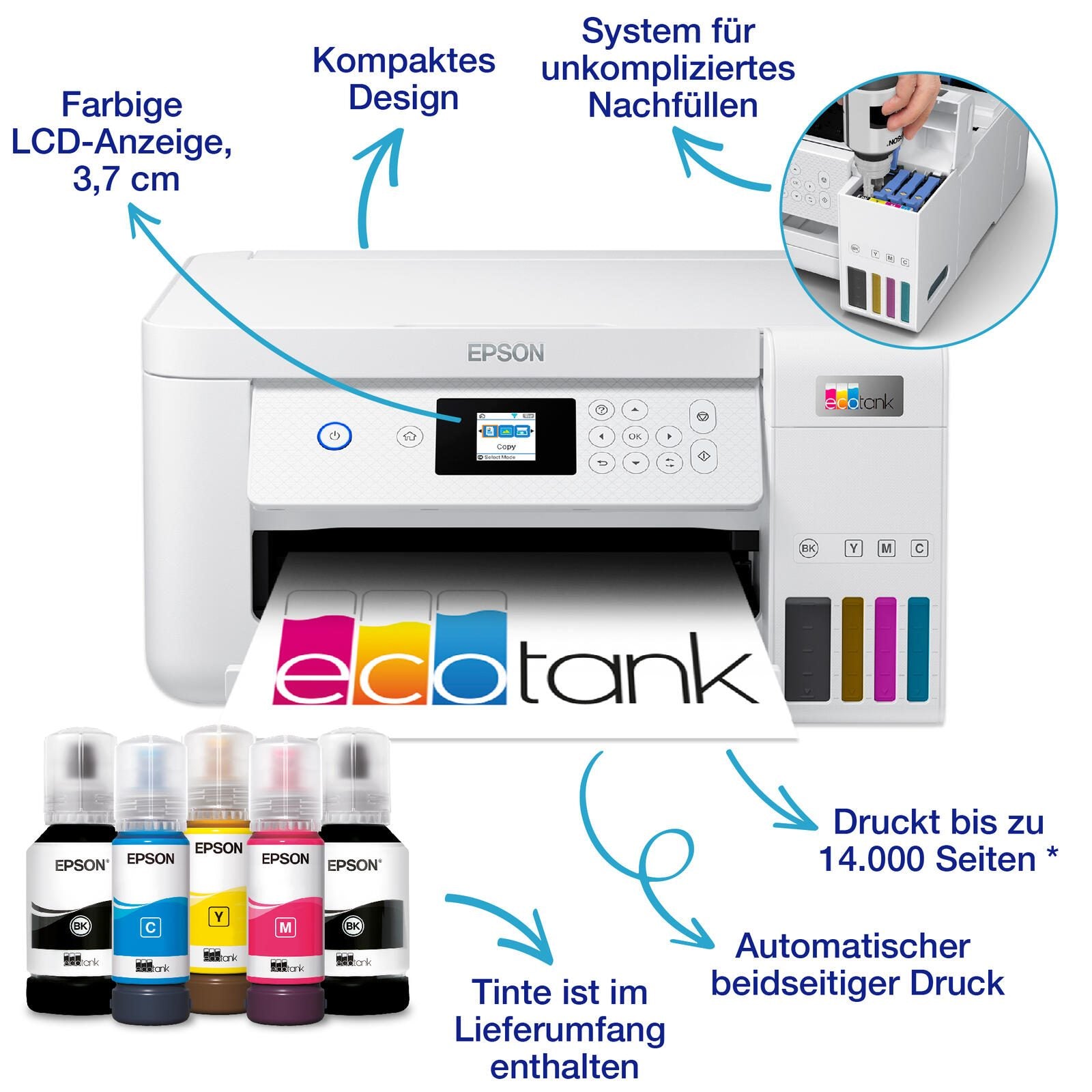 Epson EcoTank ET-2856 A4-Tintentank-Multifunktionsdrucker