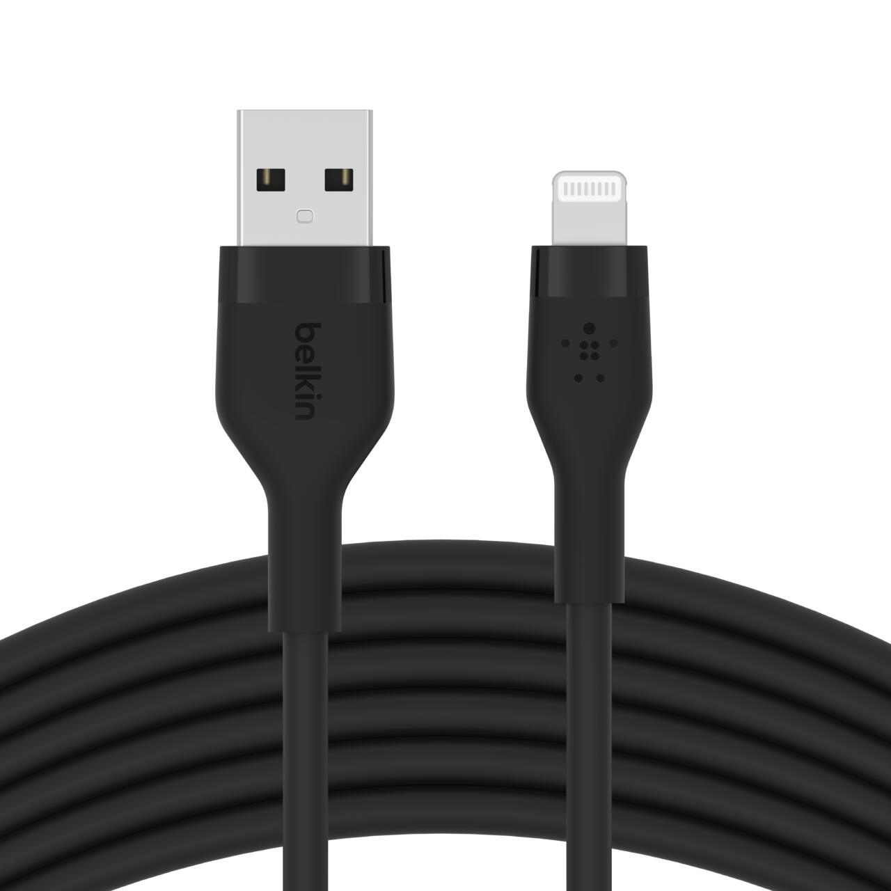 Belin BoostCharge Flex USB-A Kabel mit Lightning Connector (3m, Schwarz)