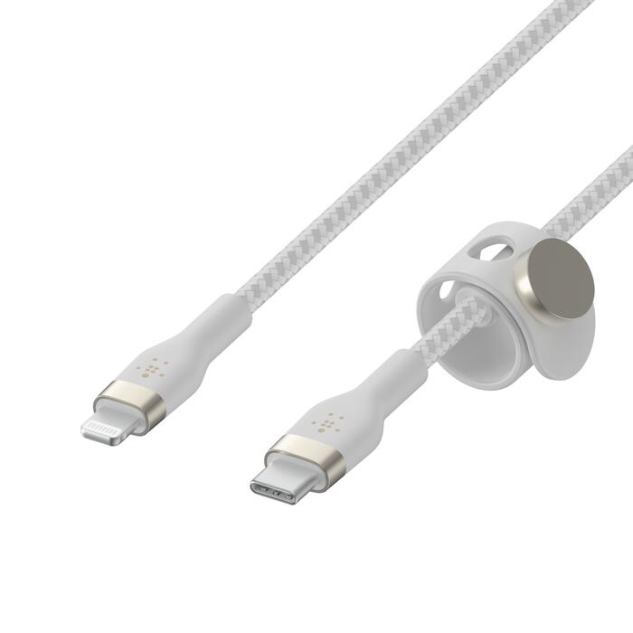 Belkin BoostCharge Pro Flex USB-C Kabel mit Lightning Connector (3m, Weiß)