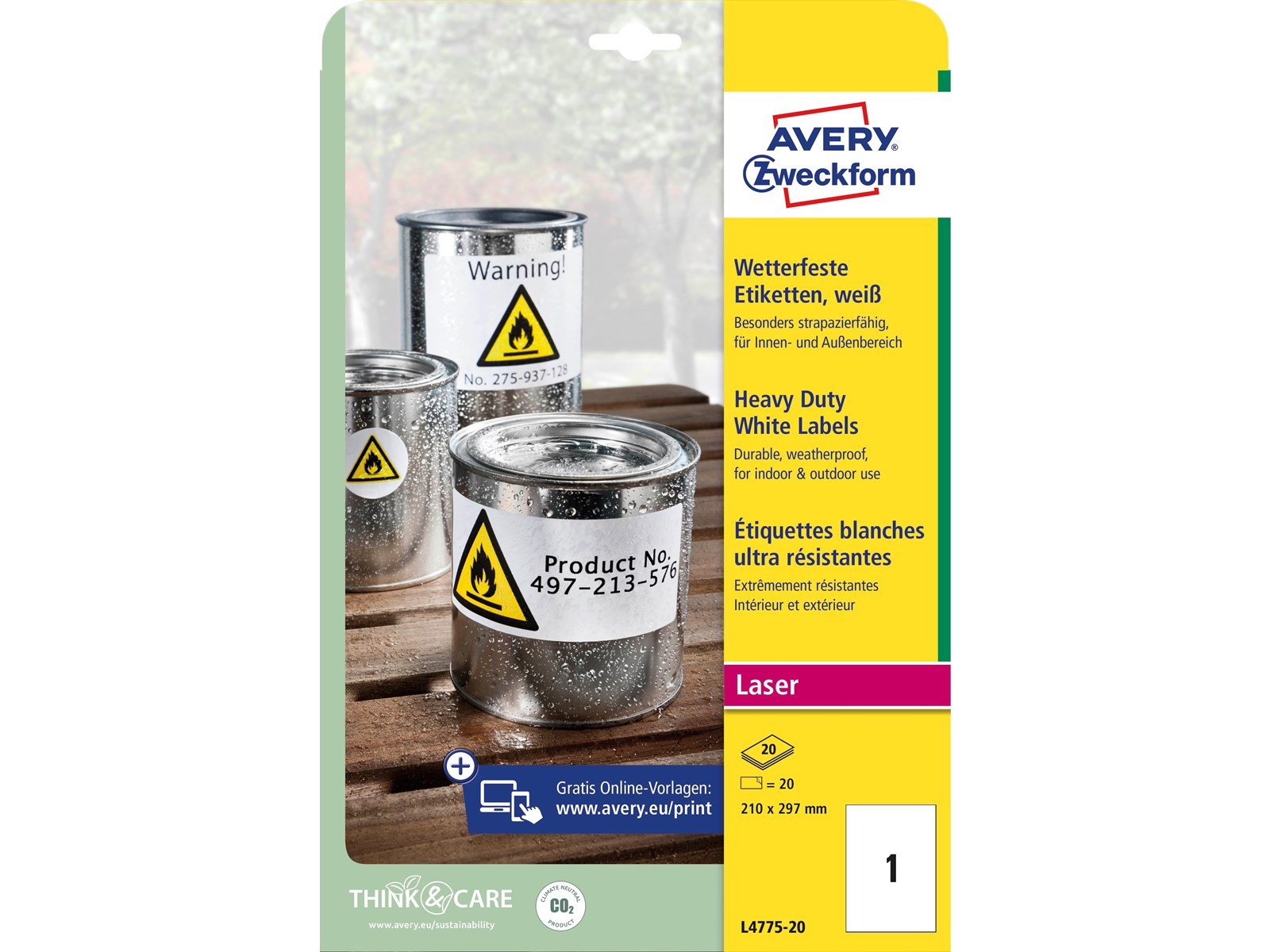 Avery Heavy duty labels white suitable for in- and outdoor use (-20oC to +80oC)