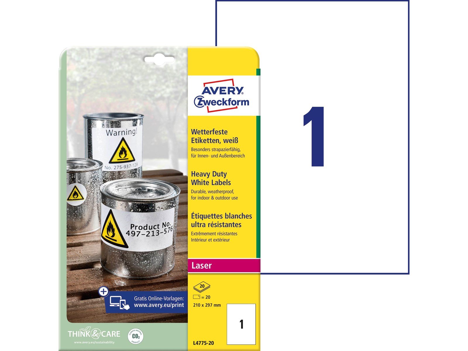 Avery Heavy duty labels white suitable for in- and outdoor use (-20oC to +80oC)