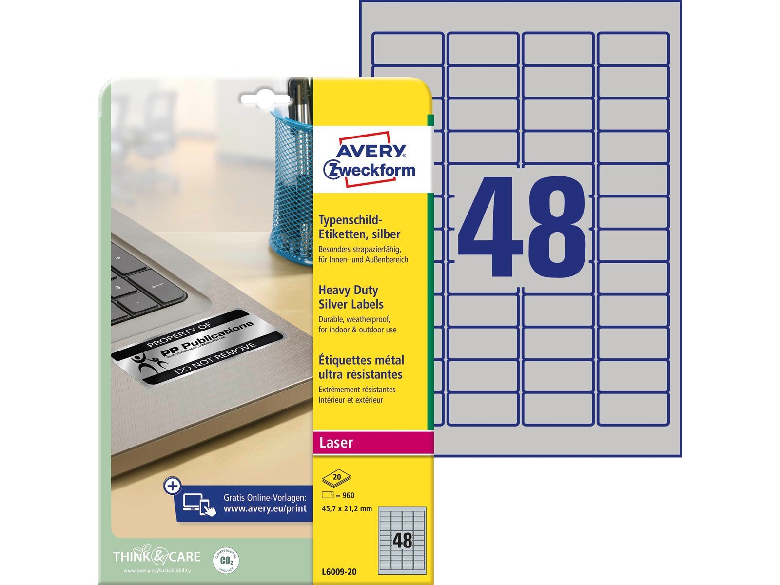 Avery Heavy duty labels silver suitable for in- and outdoor use (-40oC to +150oC)