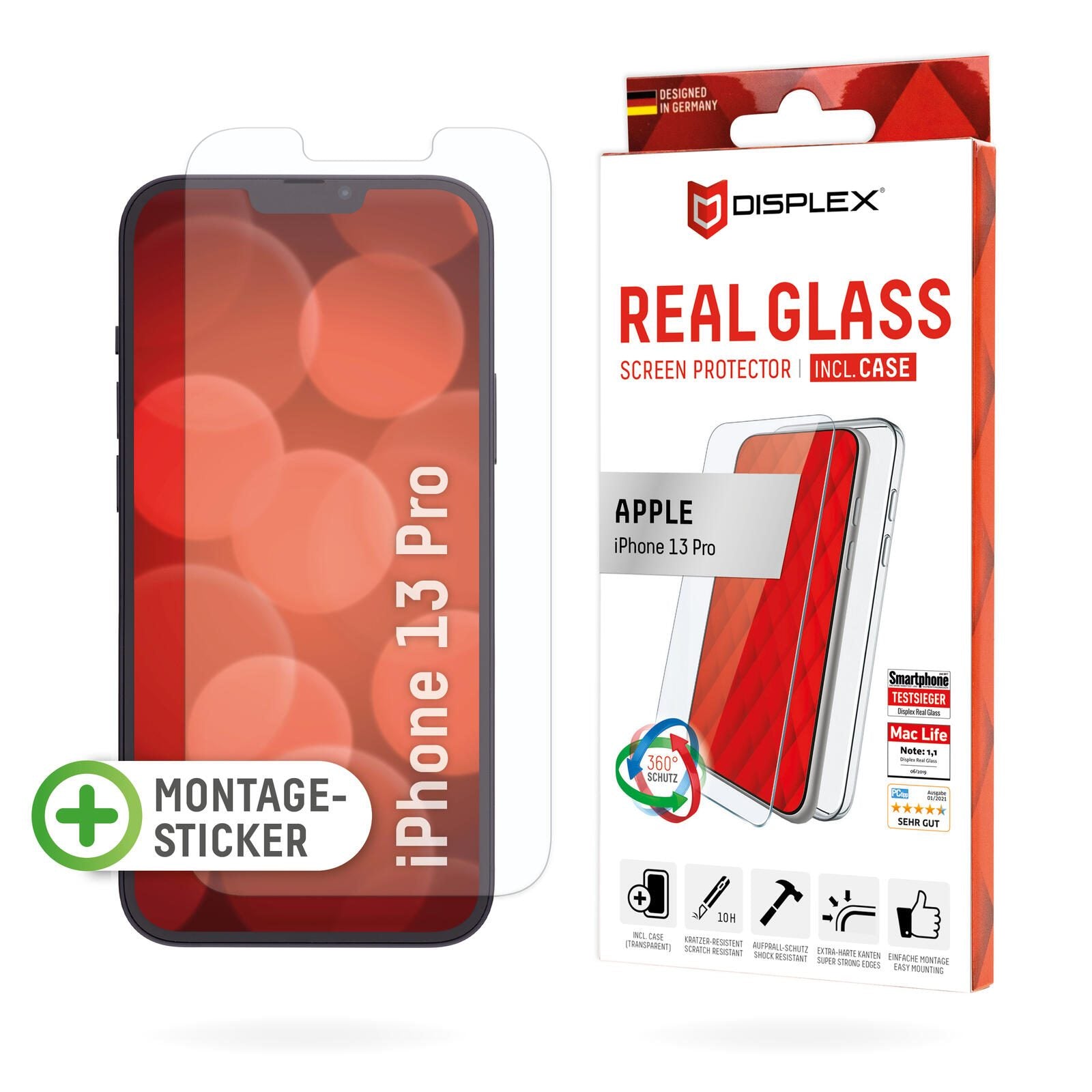 DISPLEX Real Glass + Case für Apple iPhone 13 Pro