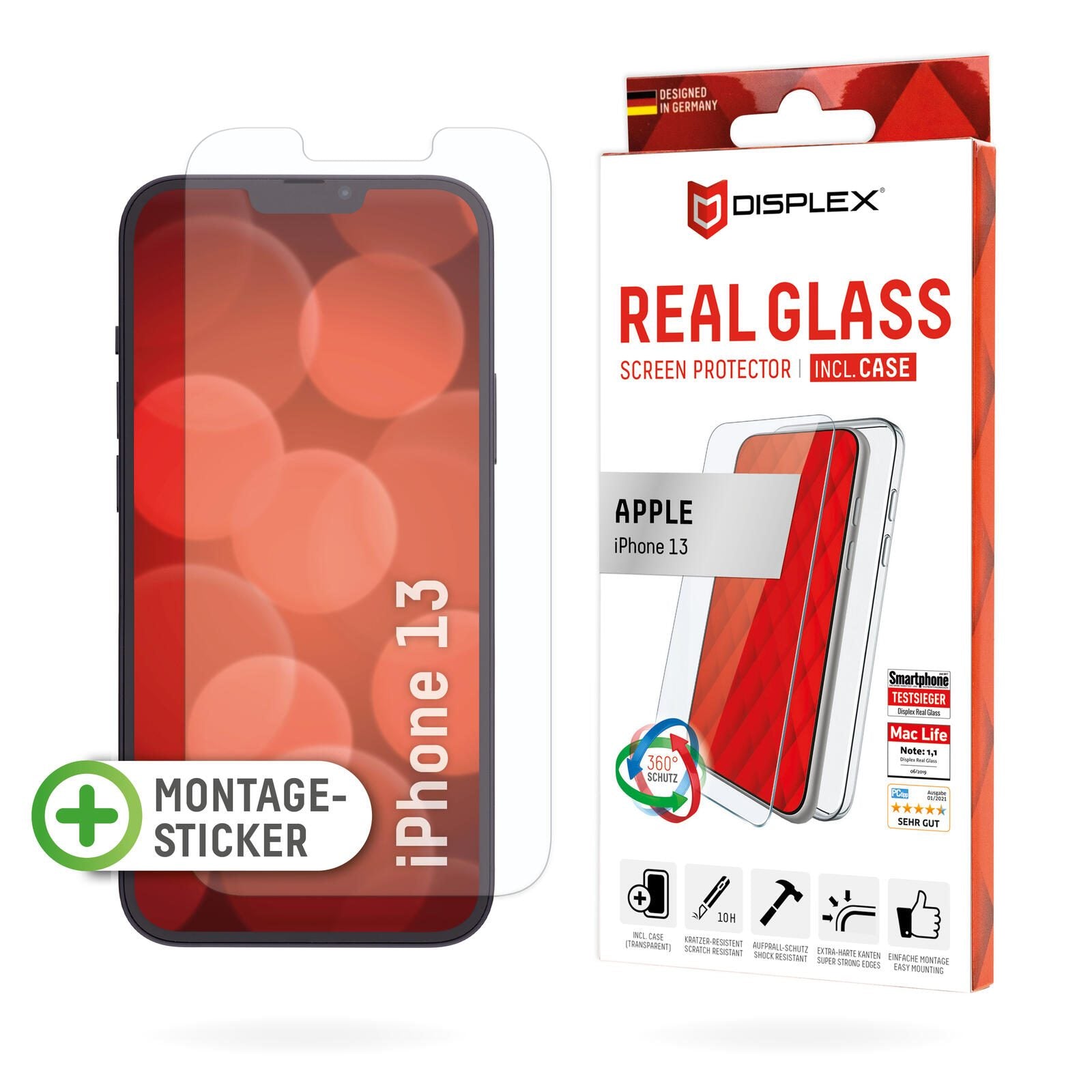 DISPLEX Real Glass + Case für Apple iPhone 13