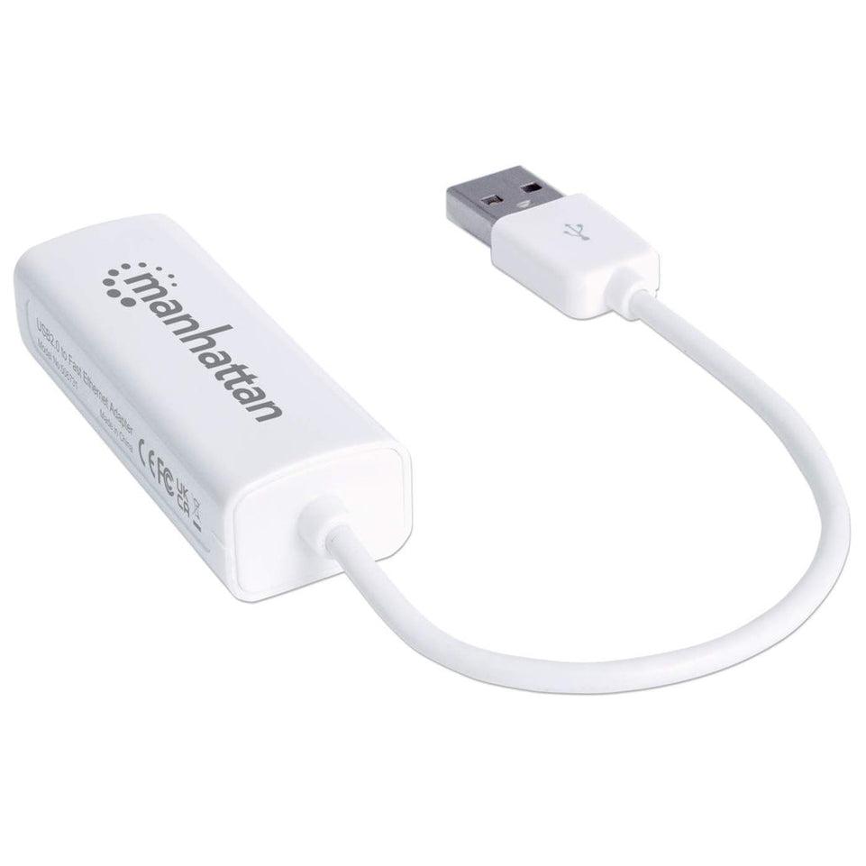 Adaptateur USB MANHATTAN USB 2.0 -&gt; RJ45 Fast Ethernet blanc