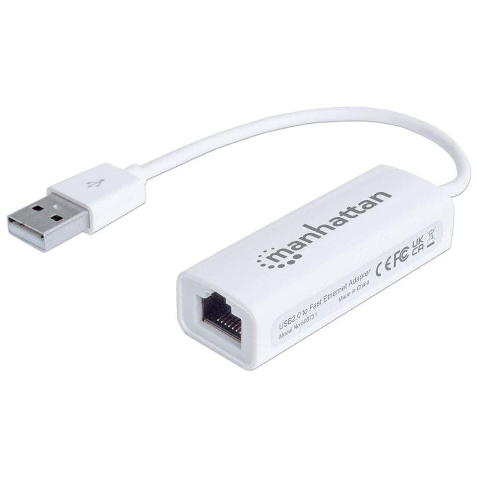 Adaptateur USB MANHATTAN USB 2.0 -&gt; RJ45 Fast Ethernet blanc