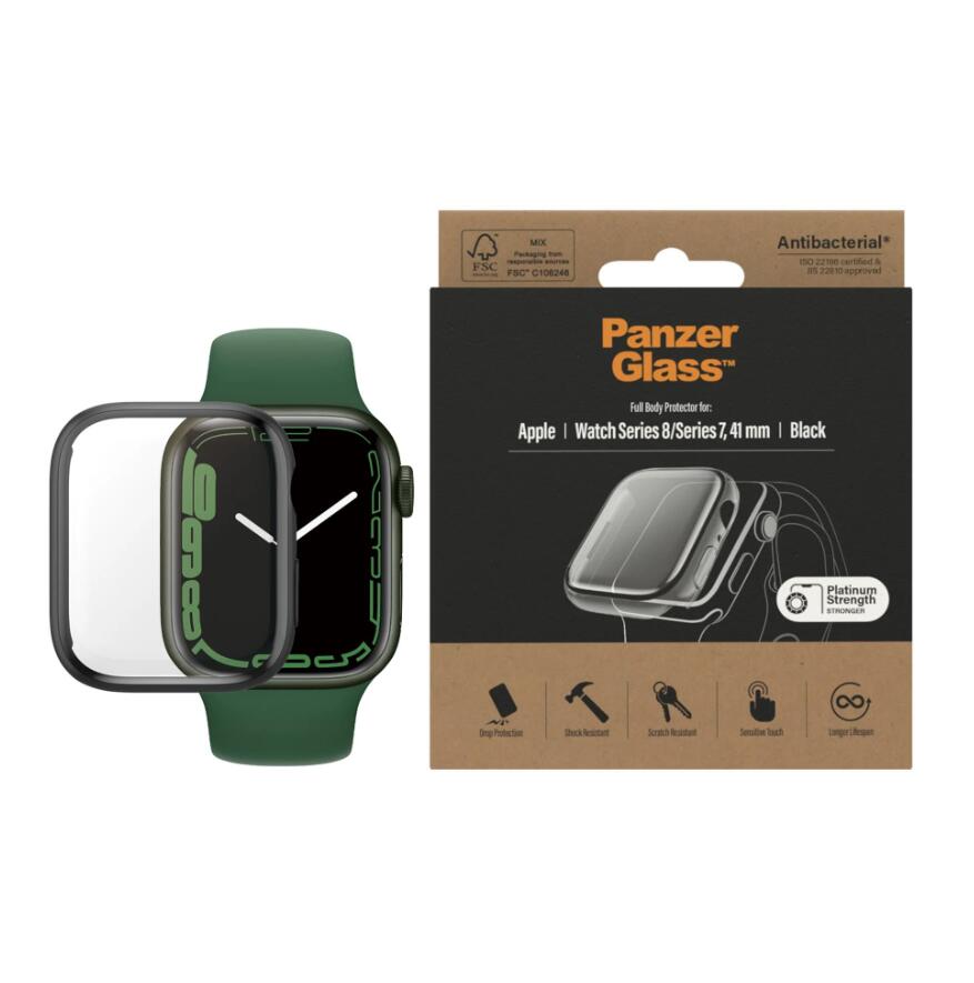 PanzerGlass™ Displayschutz Full Body Apple Watch Series 7, 8 & 9 - 41mm transparent