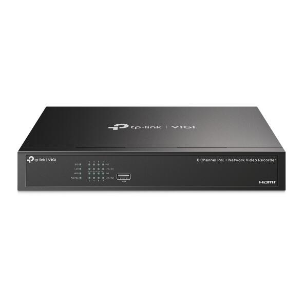 TP-Link VIGI NVR1008H-8MP 8 Kanal Netzwerk Video Recorder, 1x bis zu 10TB SATA HDD intern montierbar, Rack-fähig