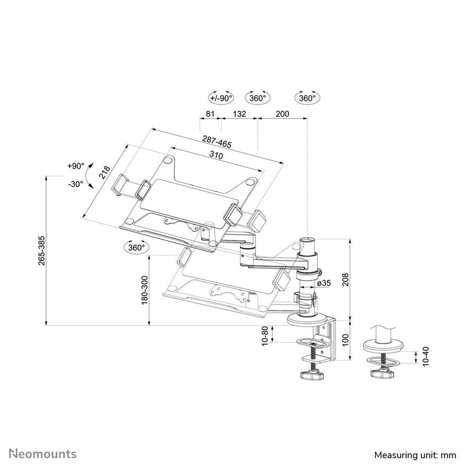 Neomounts TIS Notebook 11,6"-17,3" 3Gelenke schwa