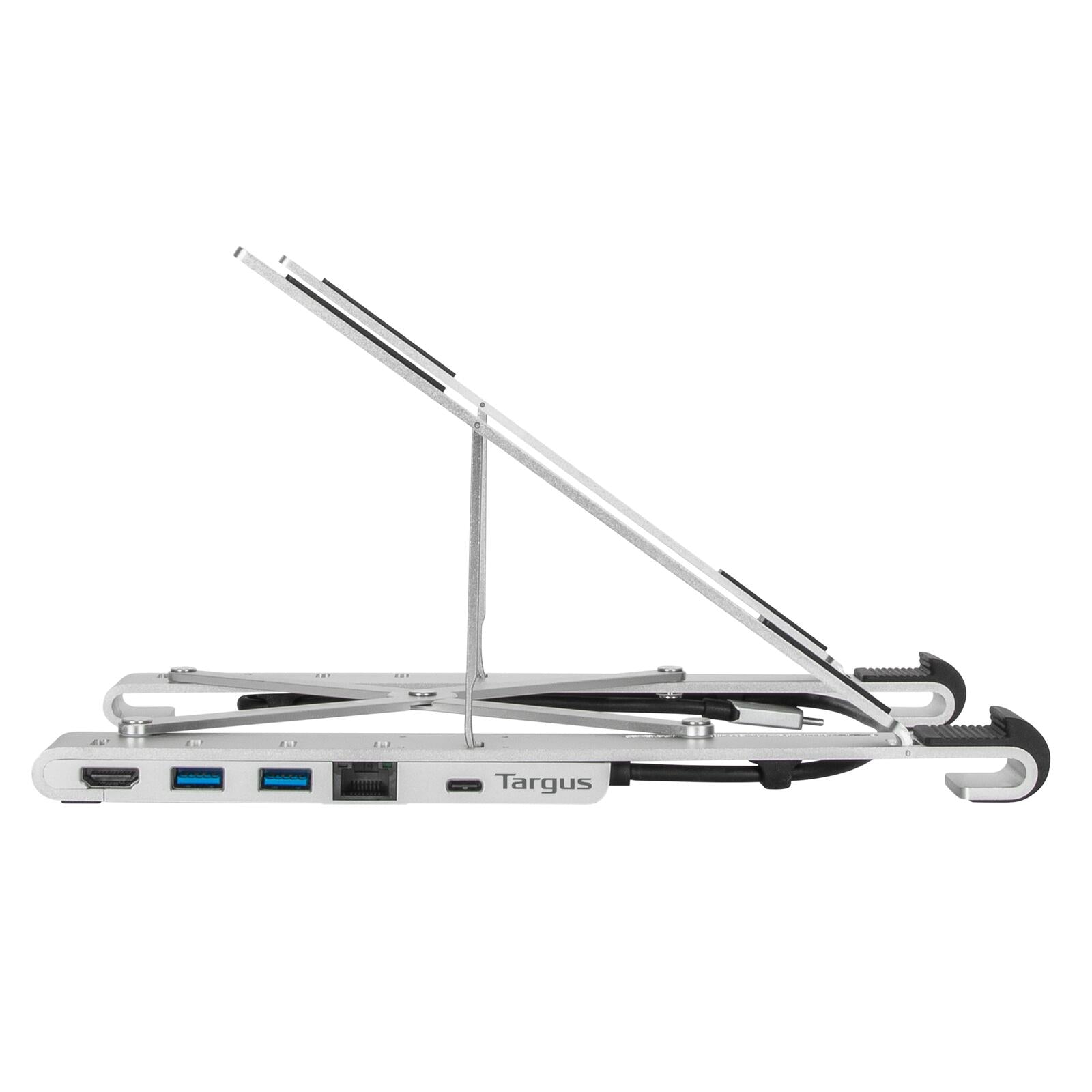 Targus Tragbarer Laptop-Ständer mit integriertem USB-C Dock, silber