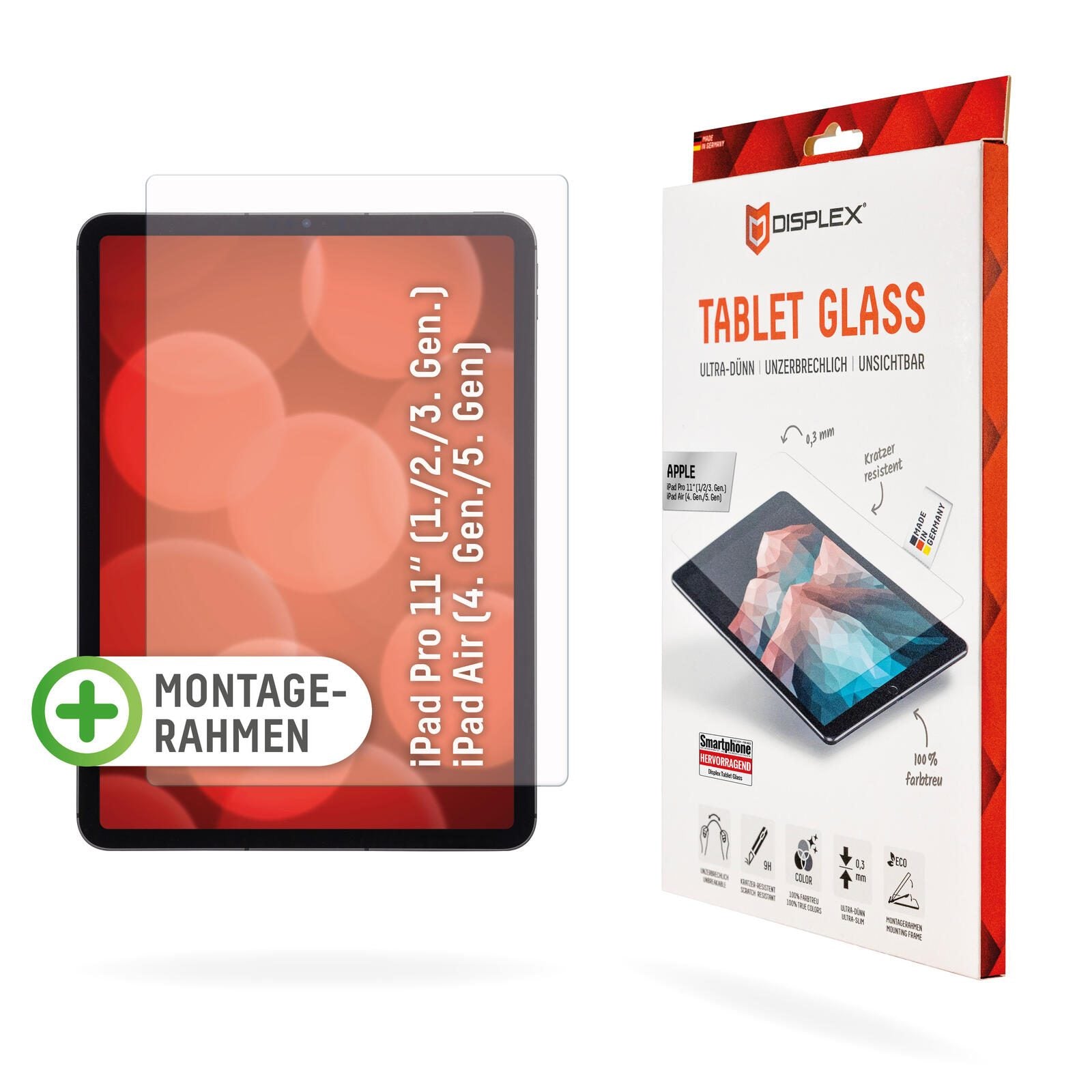 DISPLEX Tablet Panzerglas für Apple iPad Pro 11' (1/2/3 Gen.) / Air (4/5 Gen.)