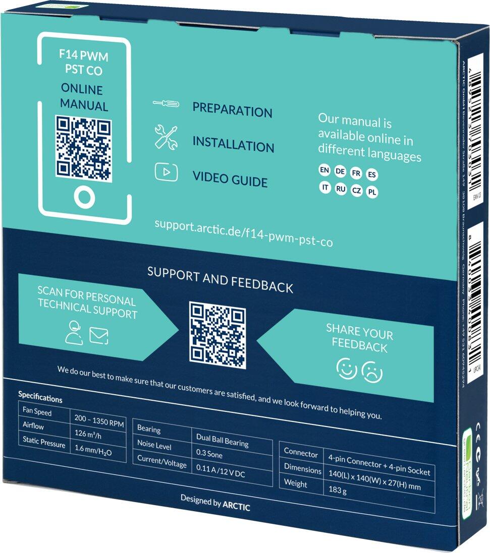Arctic F14 PWM PST CO Schwarz - 140 mm